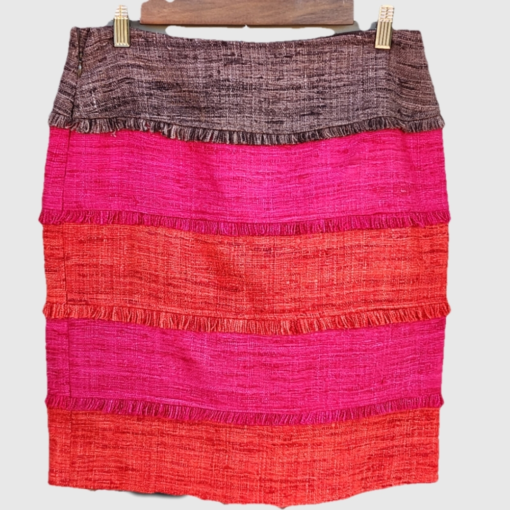 NWT Sara Campbell Multi Color Silk Skirt Size 4